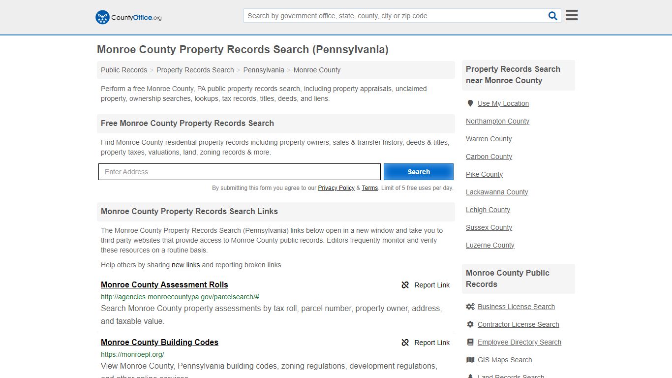 Monroe County Property Records Search (Pennsylvania) - County Office